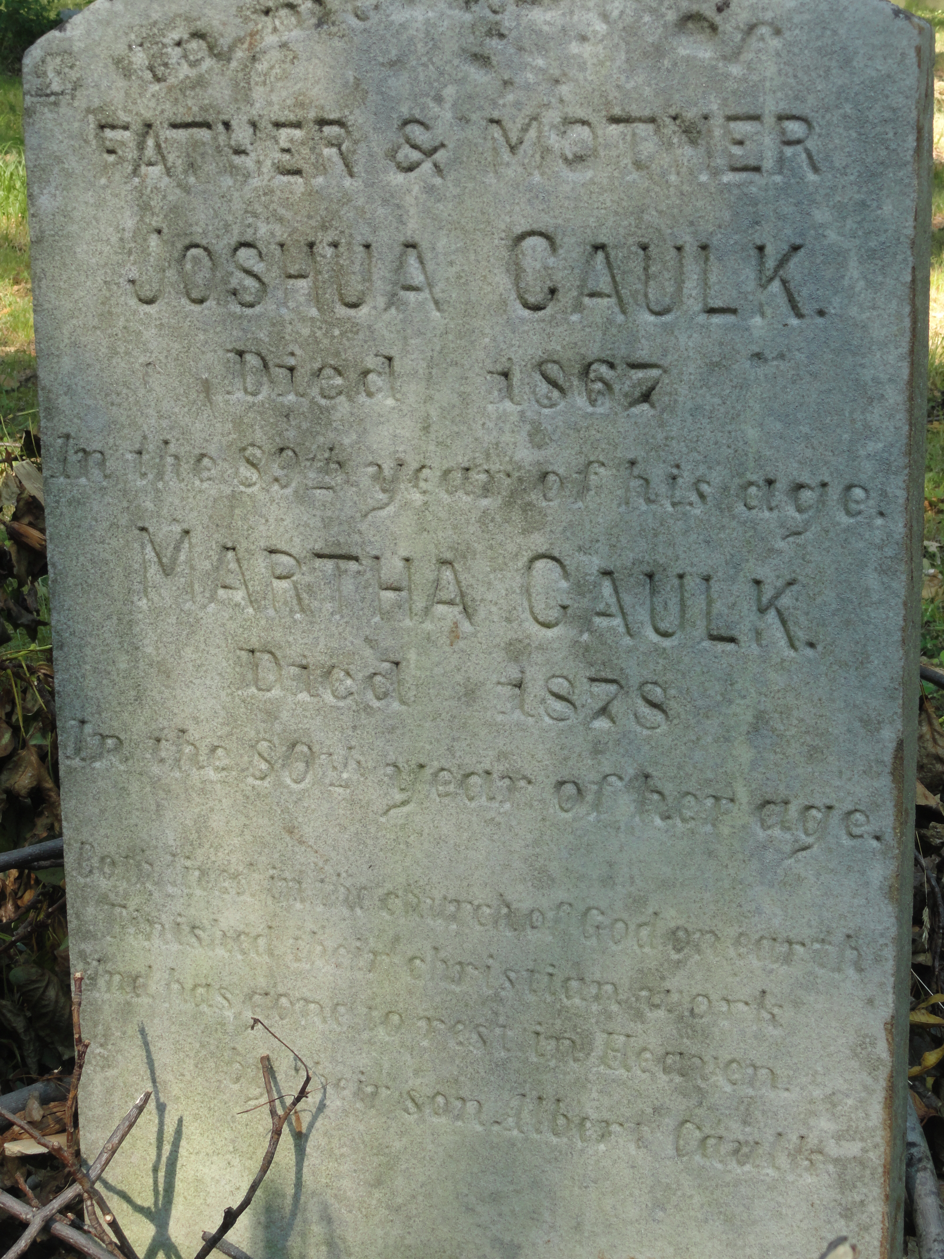 Joshua Caulk gravestone
